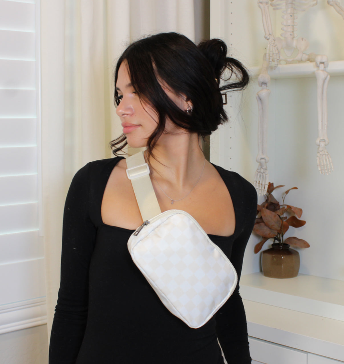 Checkered belt bag