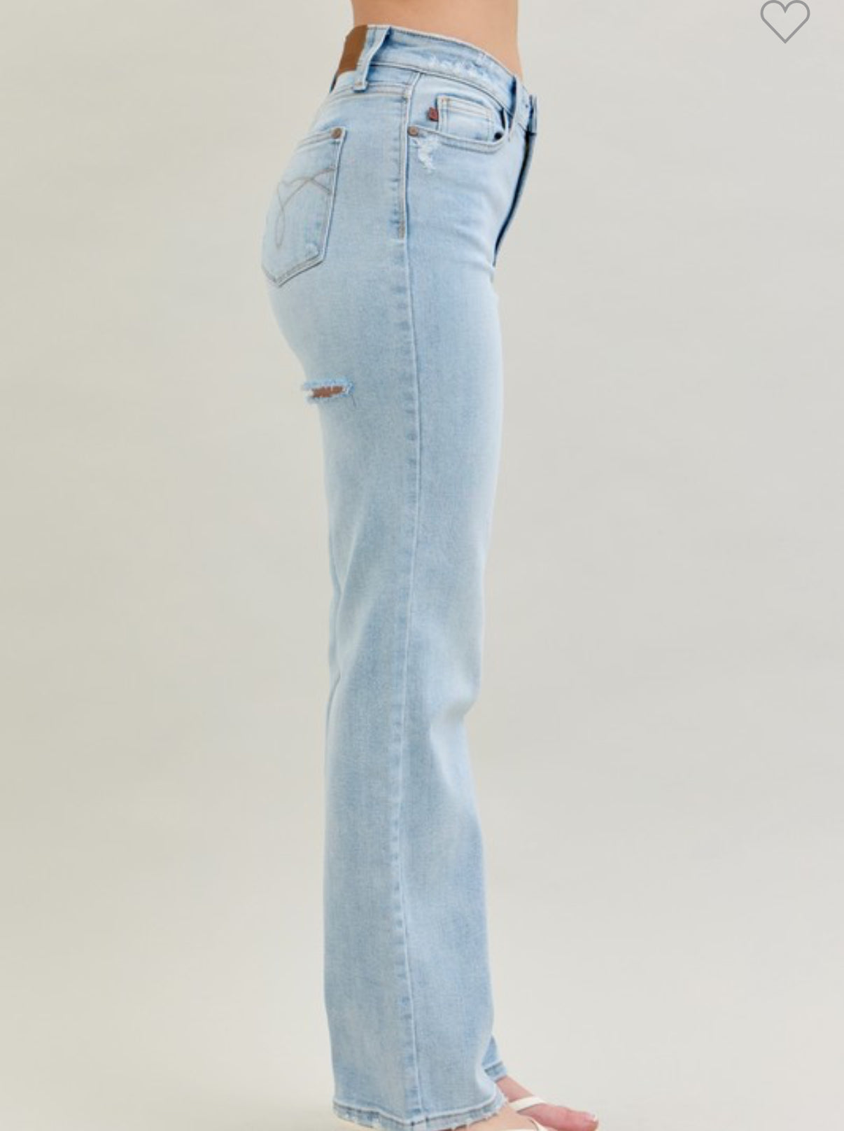 Back slit straight jeans