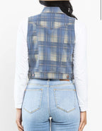 Vintage plaid denim vest