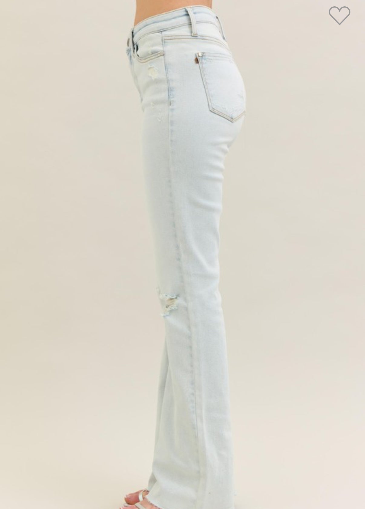 Light wash destroyed bootcut