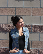 Vintage plaid denim vest