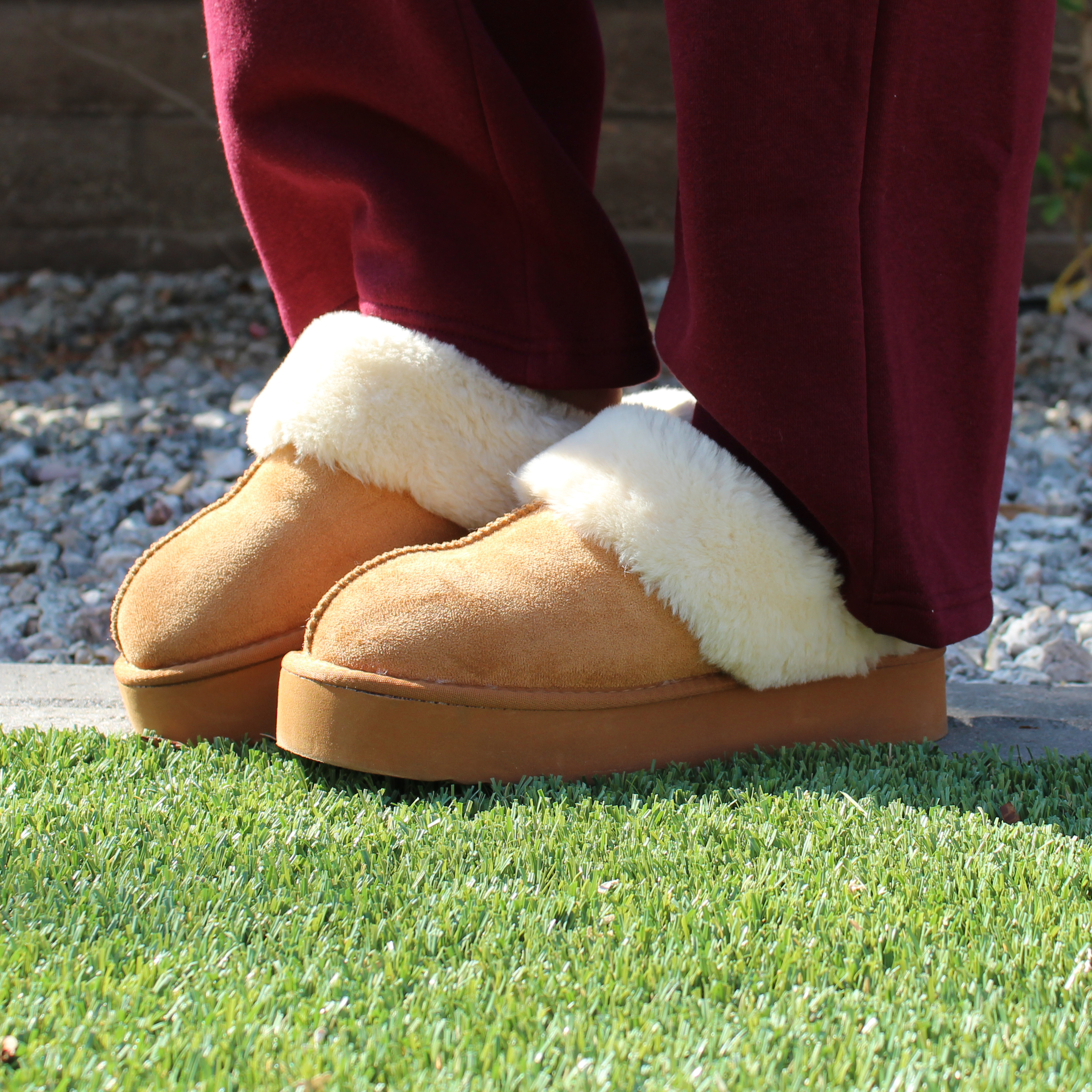 Platform sherpa slippers